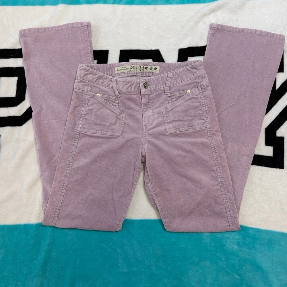 Mudd Jeans Vintage Y2K Low Rise Corduroy Flare Pants Lavender Trousers Size S